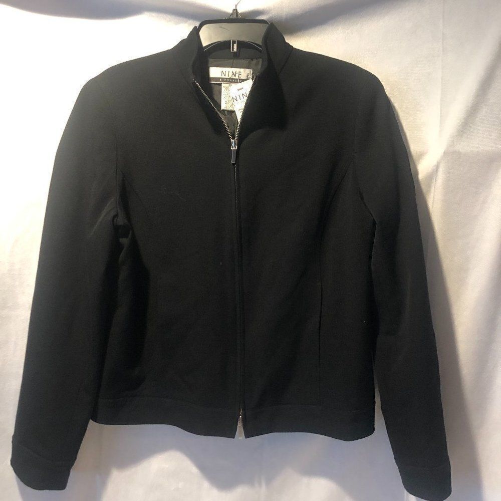 Nine & Company Womens Black Long Sleeve Casual  Blazer zip up Jacket Size 10. LL